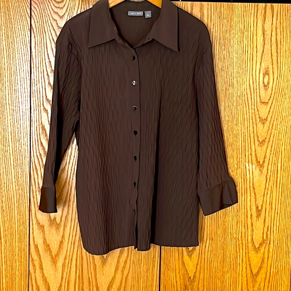 Apt.9 Women’s 3/4 sleeve Blouse. Lots of stretch. Brown in color. Size XL